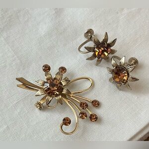 Vintage Costume Brooch and Earring Set